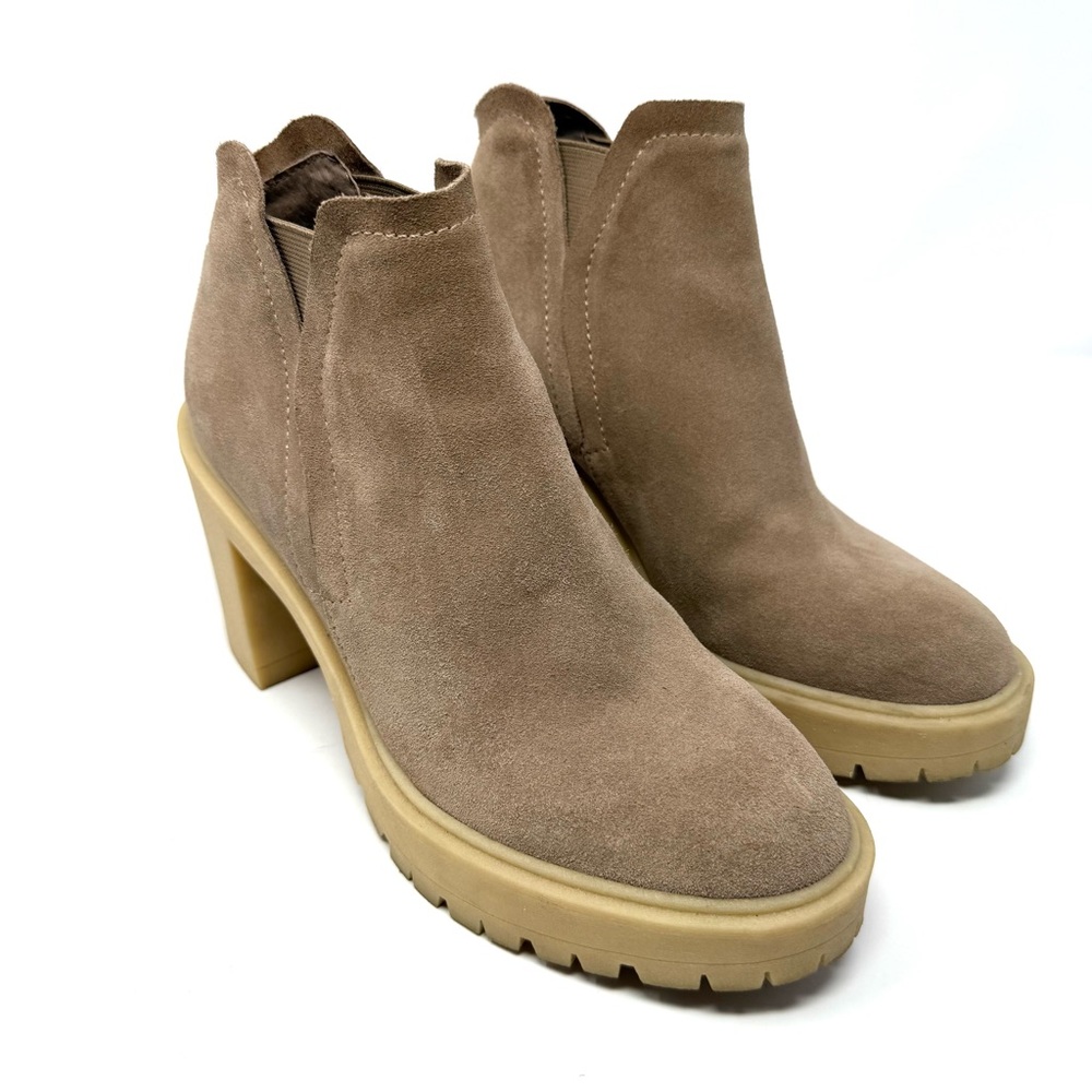 Dolce Vita Cashe H2O Taupe Suede Lug Sole Ankle Platform Boots 8.5 Waterproof - Picture 7 of 16